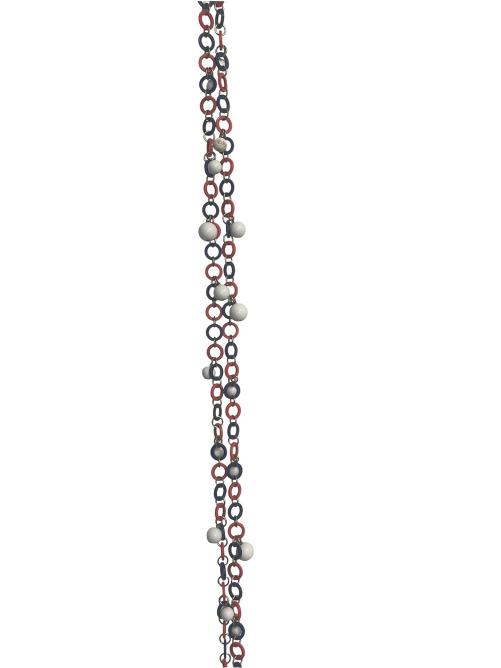 Vintage Red White & Blue Lucite Chain Link Beaded Necklace Mod Retro - Picture 3 of 7
